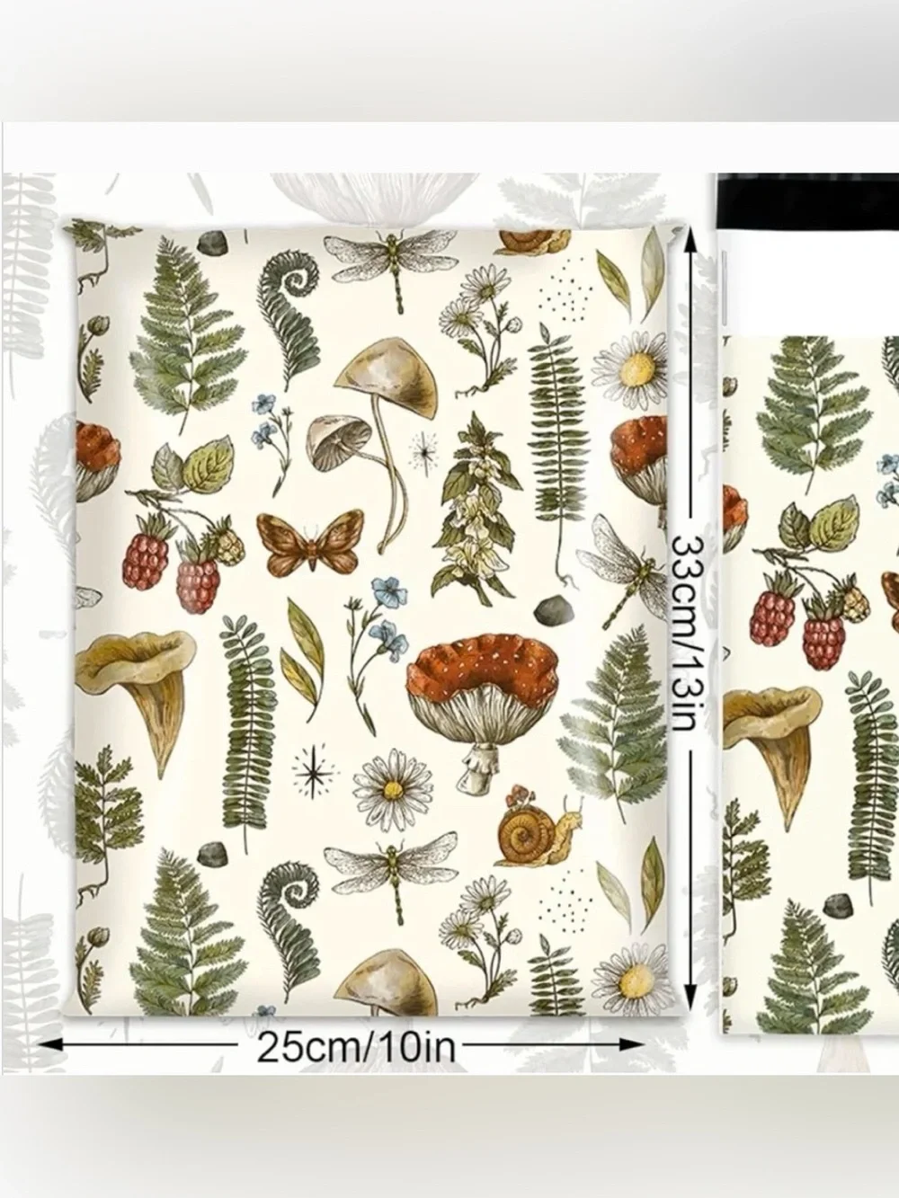 20  10” x 13” Fiddle Fern Mushroom Poly Mailers